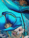 Dutch digital 'flourishing blue' cotton knit panel, Oeko-Tex