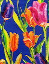 Dutch digital 'tulip spring' viscose knit, Oeko-Tex cert. - ultramarine
