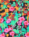 'floral fields' rayon challis, Oeko-Tex cert. - raspberry/jade