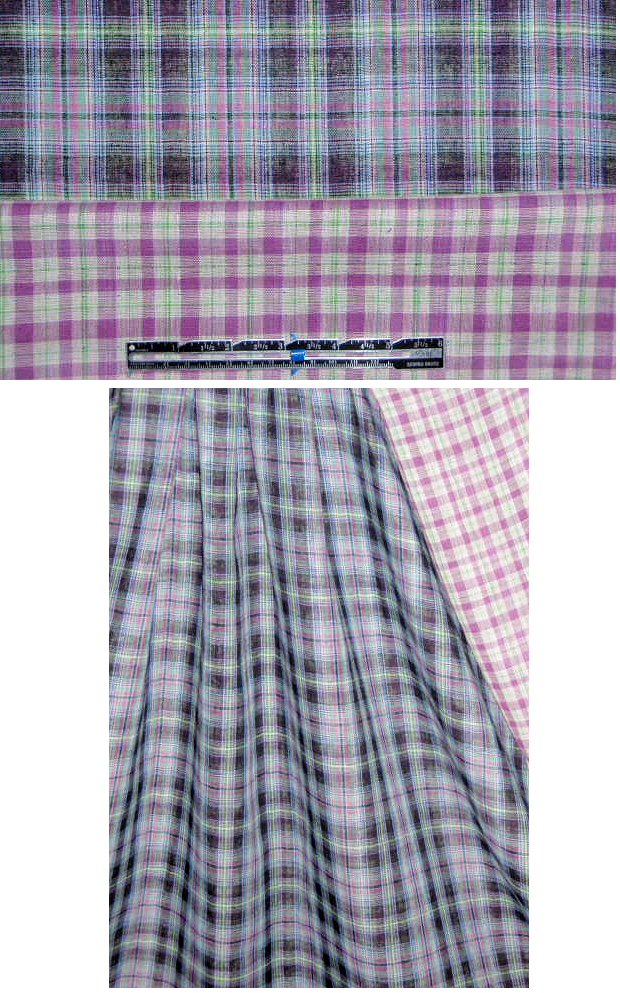 NY designer cotton doublecloth plaid - fuschia/mint from EmmaOneSock.com