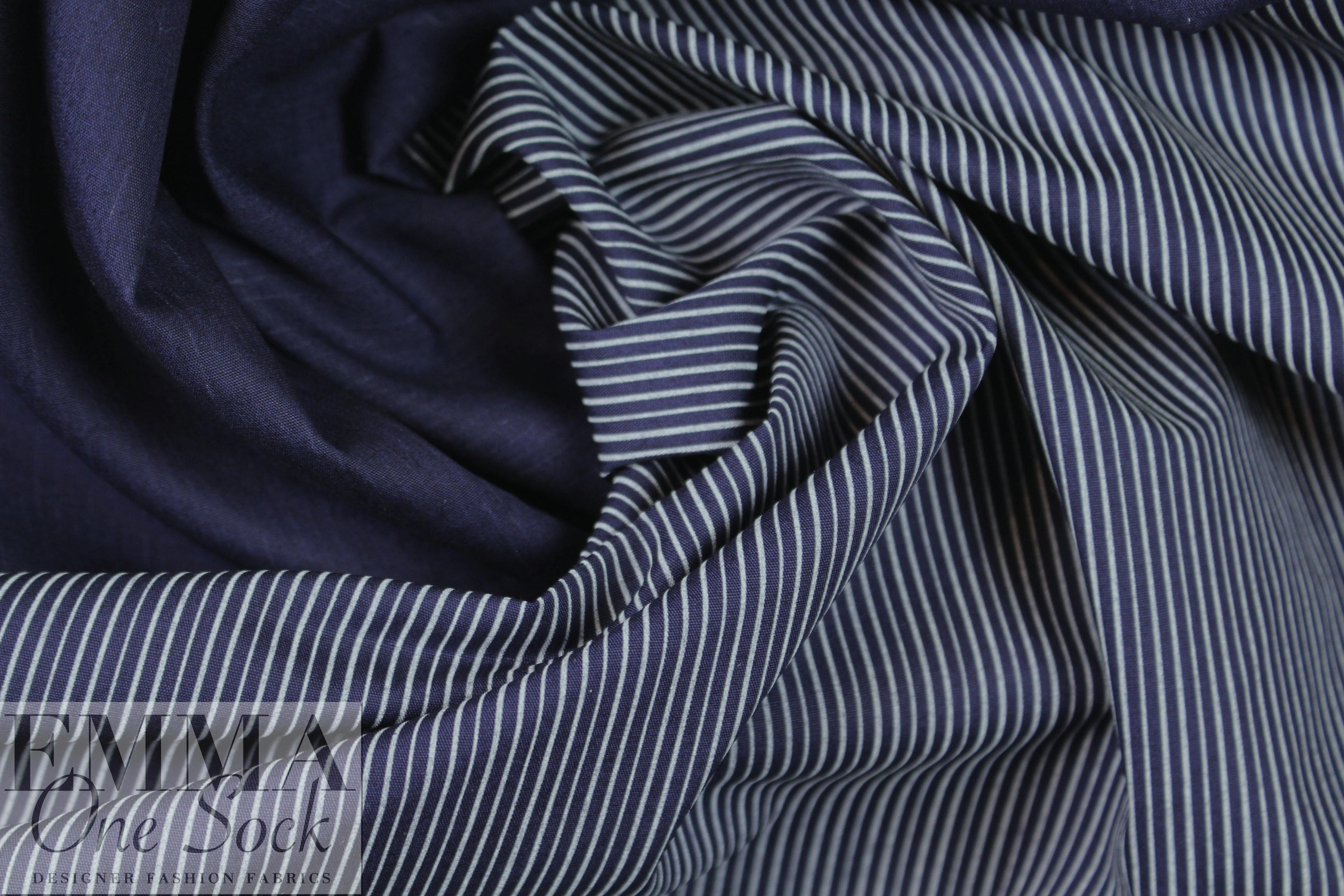 Italian thin stripe cotton poplin - dark navy 1.625 yds from ...
