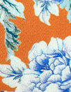 cotton satin lawn - tangerine botanical