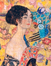Dutch digital Klimt's 'Lady with a Fan' viscose/linen woven - gold