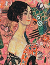 Dutch digital Klimt's 'Lady with a Fan' cotton/spandex knit - rouge