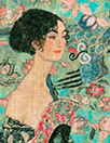 Dutch digital Klimt's 'Lady with a Fan' viscose/linen woven - jade