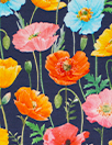 Dutch digital 'colorful poppies' cotton knit, Oeko-Tex cert.