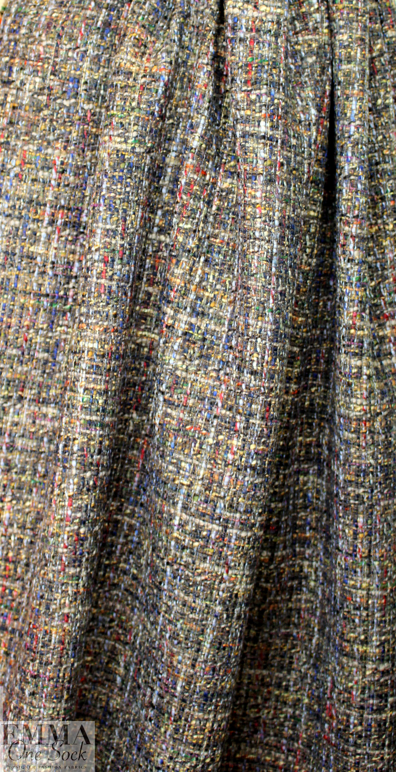 Italian 'Chanel tweed' cotton boucle' - taupe/black from