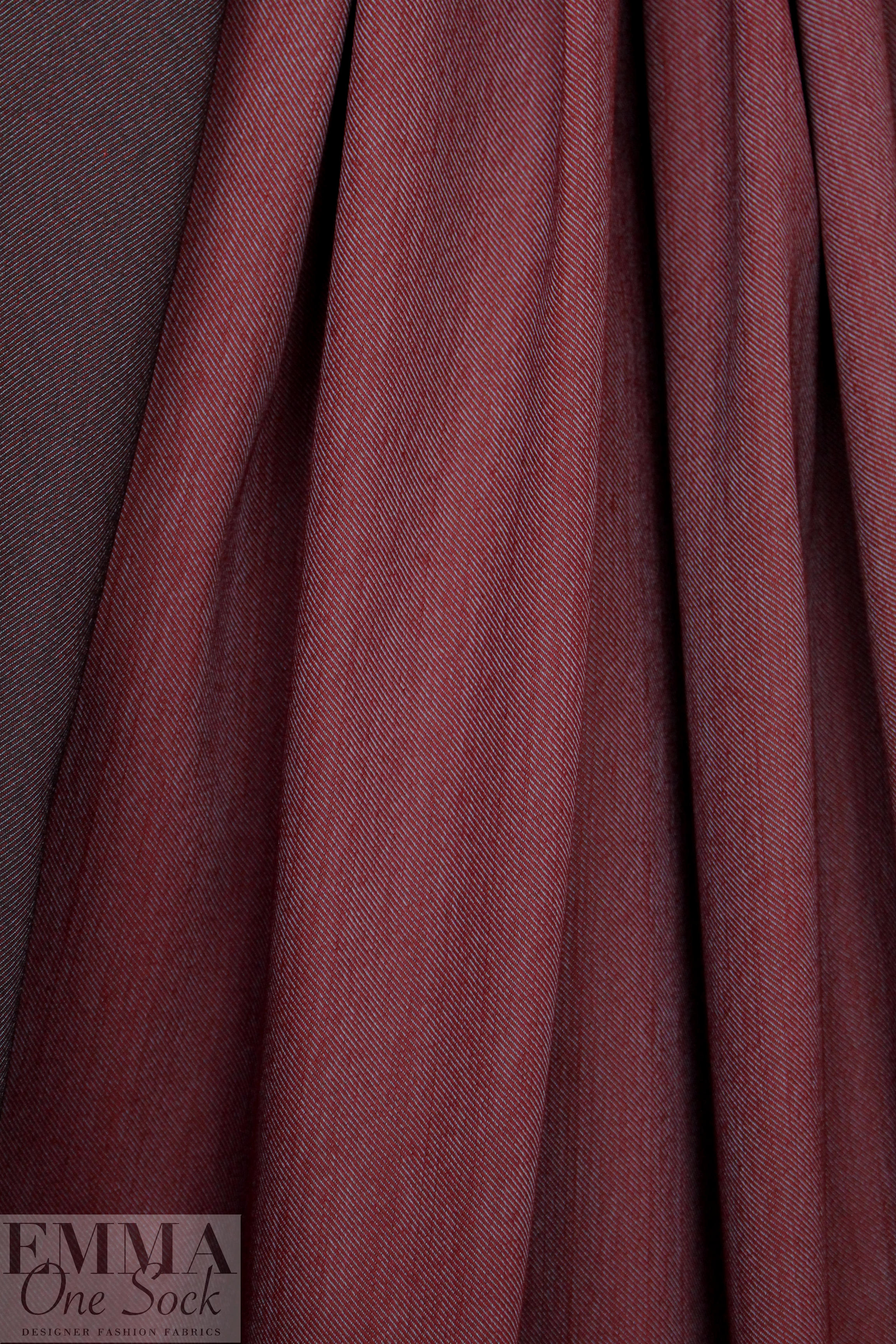 Red Cotton Mix Lightweight Stretch Denim Fabric