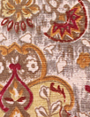 'Damask scroll' linen digital print - henna/butterscotch