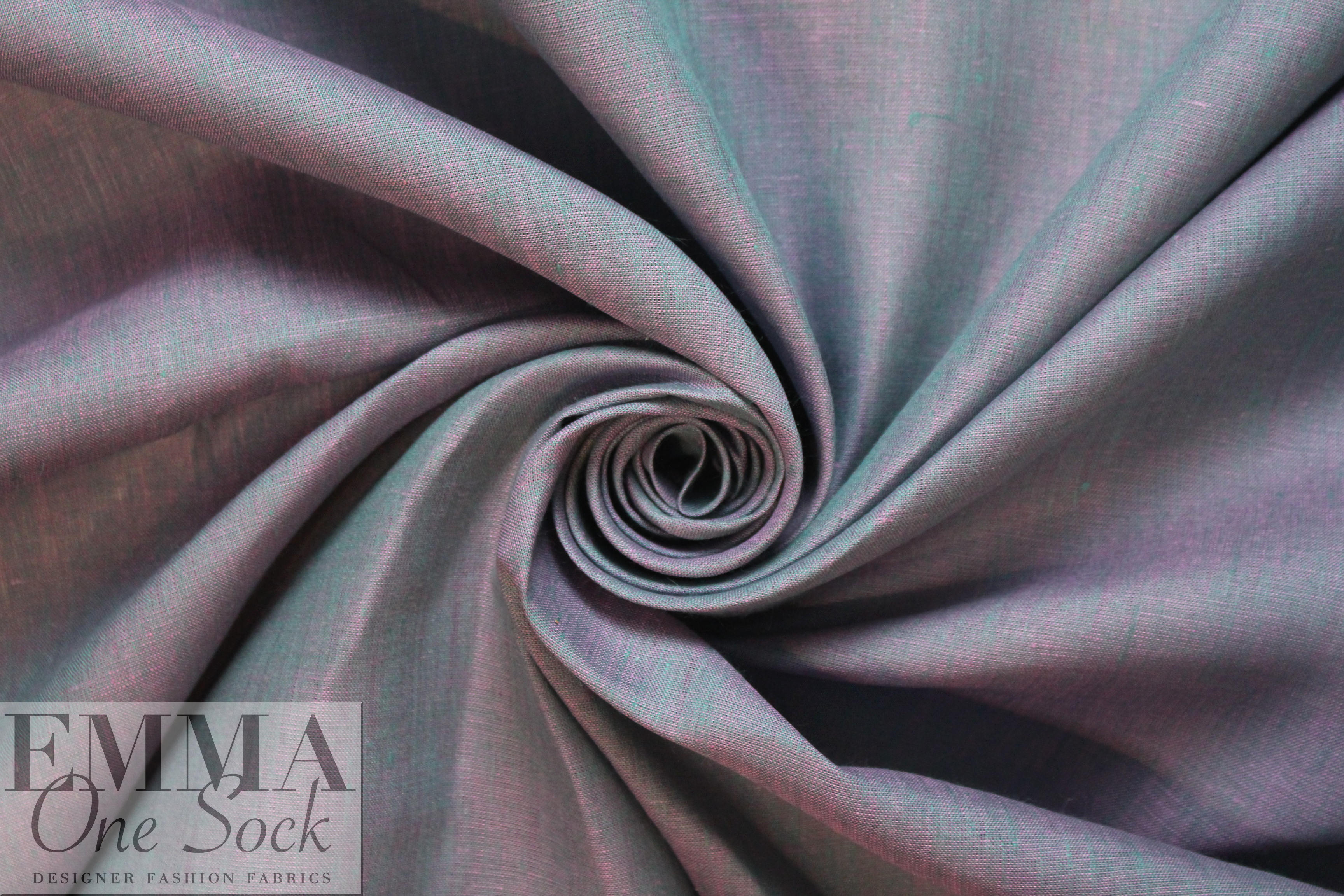 fine quality cross dye linen - teal/lilac pink from