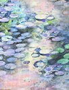 100% linen digital print - impressionistic water lilies