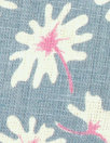flower flurry linen woven - dusty denim/peony