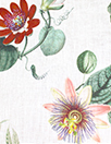 European linen 'pink passionflower' printed dressweight woven - ivory