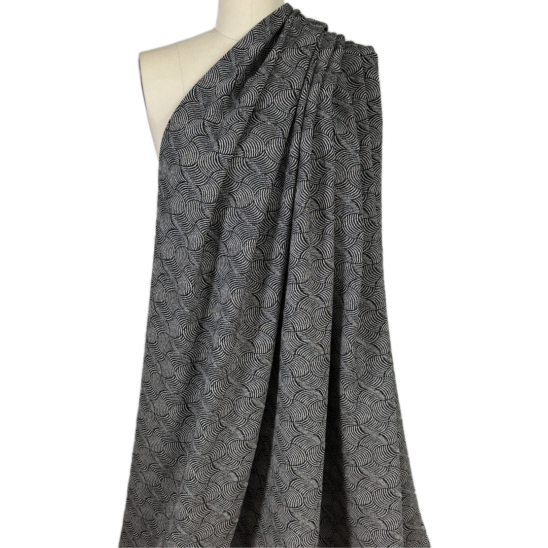 Italian 'entwined' jacquard knit - black/dove gray/metallic silver from ...