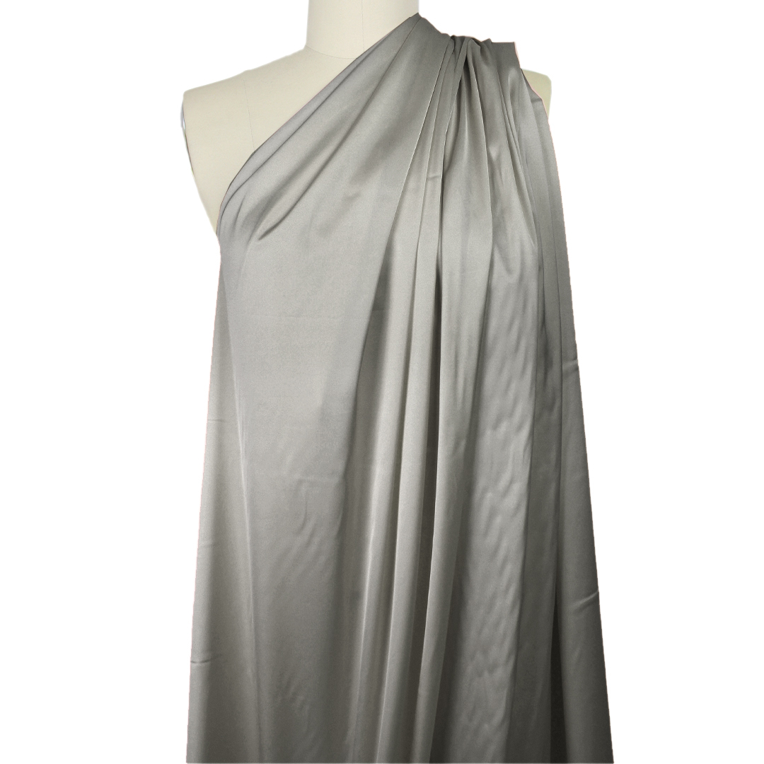 luscious recycled poly satin woven, GRS certified - pewter 3 yd from ...