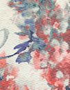 Italian 'painterly floral' over-printed textured wool - red coral/indigo