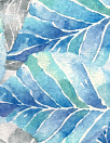 'fallen leaves' 100% ramie digital print - indigo/turquoise