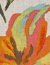 vibrant floral rayon/linen woven - natural/orange