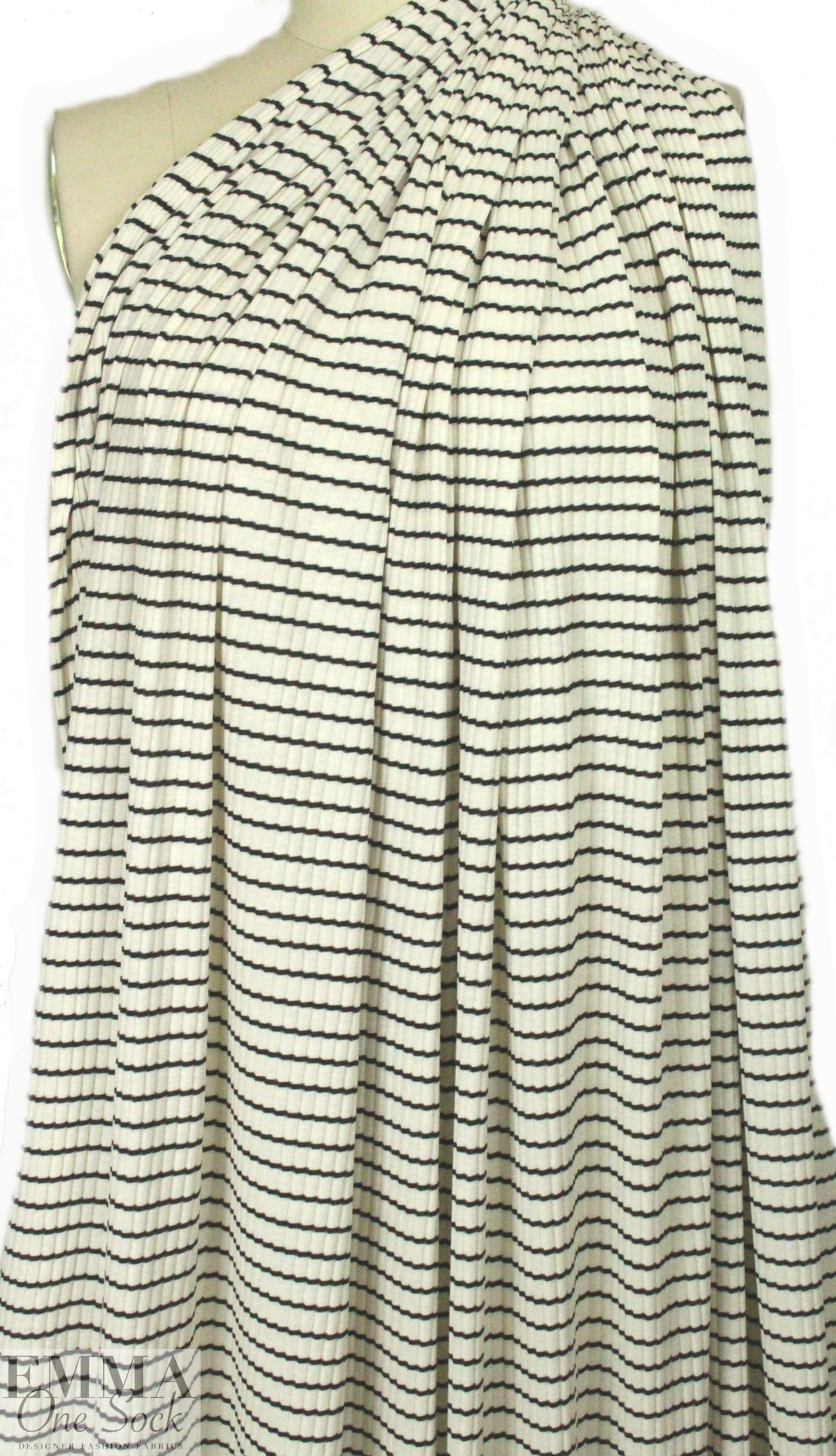 CA designer 6x2 rib stripe cotton knit - black/natural from EmmaOneSock.com