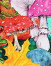 Dutch digital 'mushrooms of the forest' knit Oeko-Tex cert. 