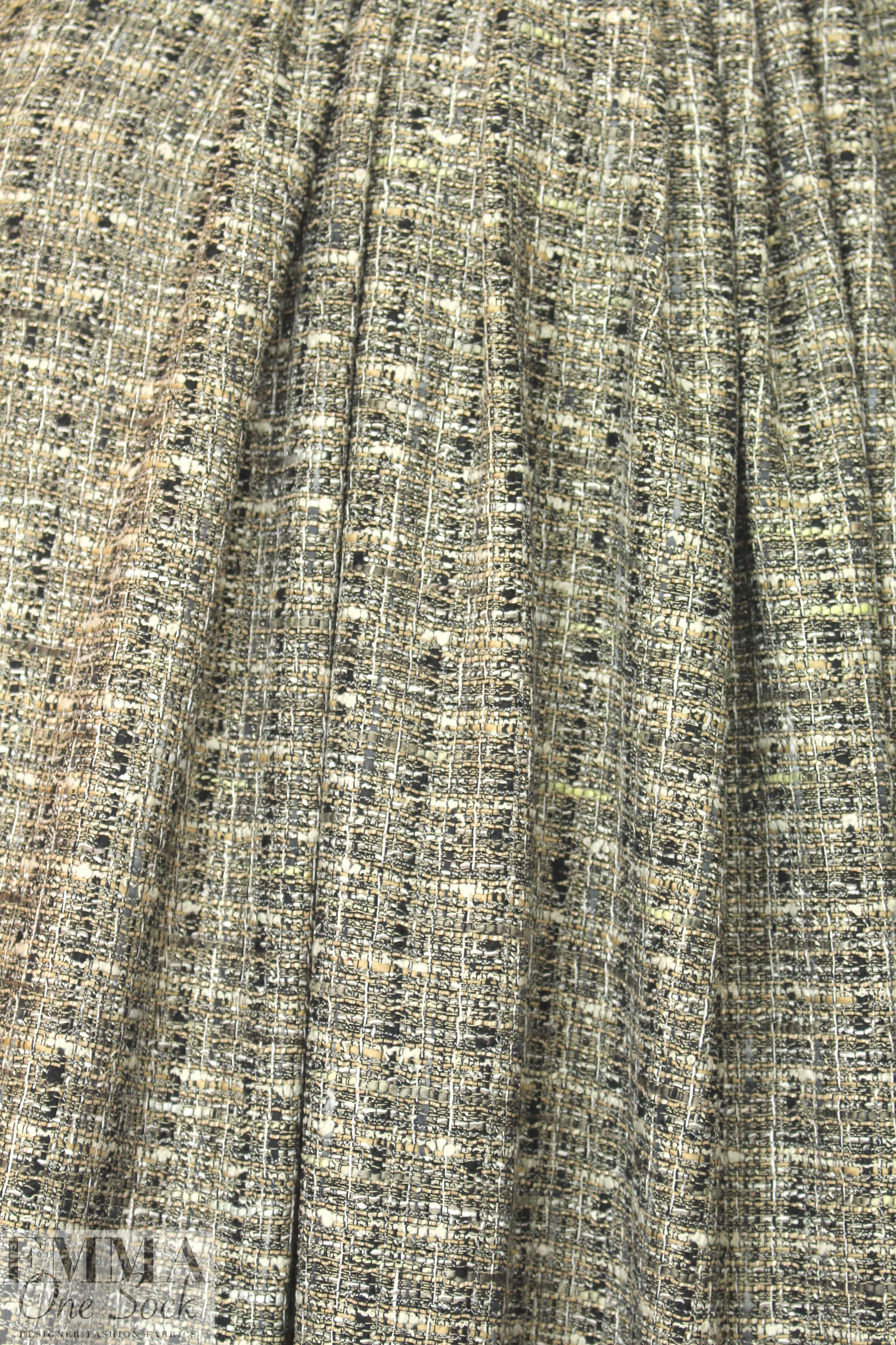 Italian 'Chanel tweed' cotton boucle' - taupe/black from